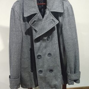 Mens XL grey wool double breasted jacket